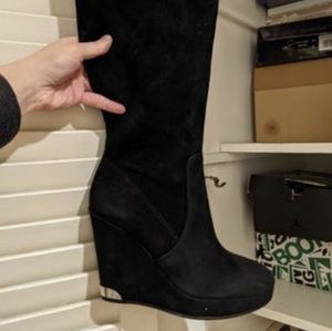 NIB Women's Vince Camuto Kessia Tall Boot Black Suede Size 6.5